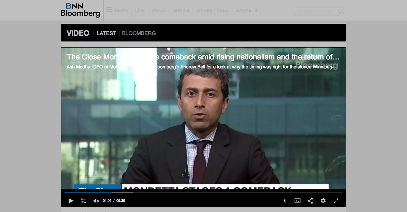 Mondetta CEO, Ash Modha, on Bloomberg