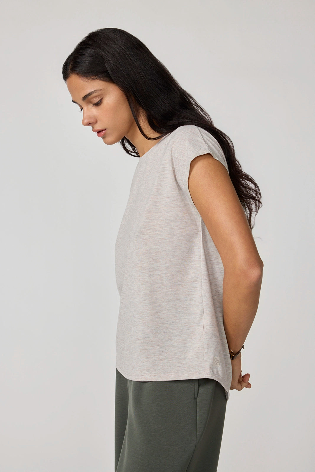 Performance Knit Sleeveless Tee - Htr Oatmeal