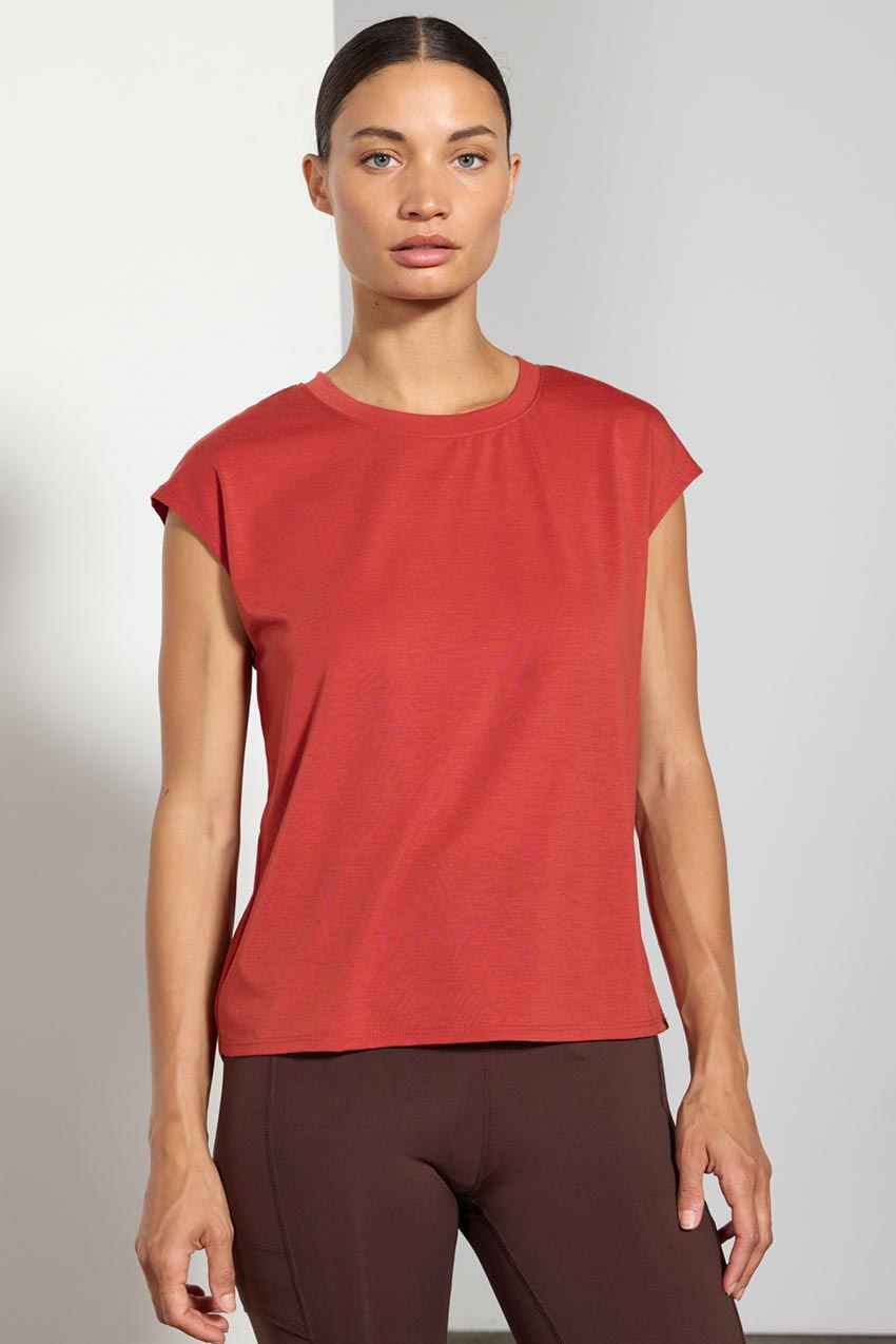 Performance Knit Sleeveless Tee - Brick Dust