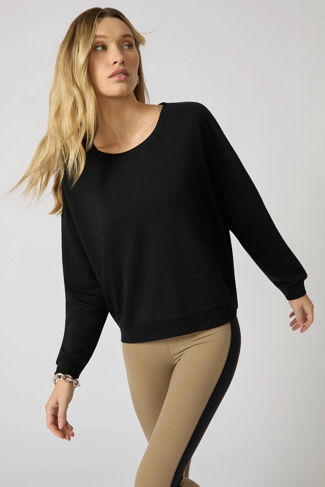 Cozy Fleece Relaxed Crew - Black