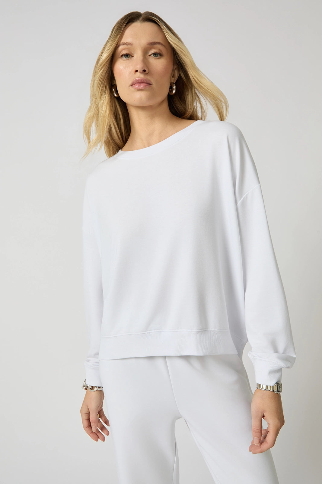 Cozy Fleece Relaxed Crew - Brilliant White