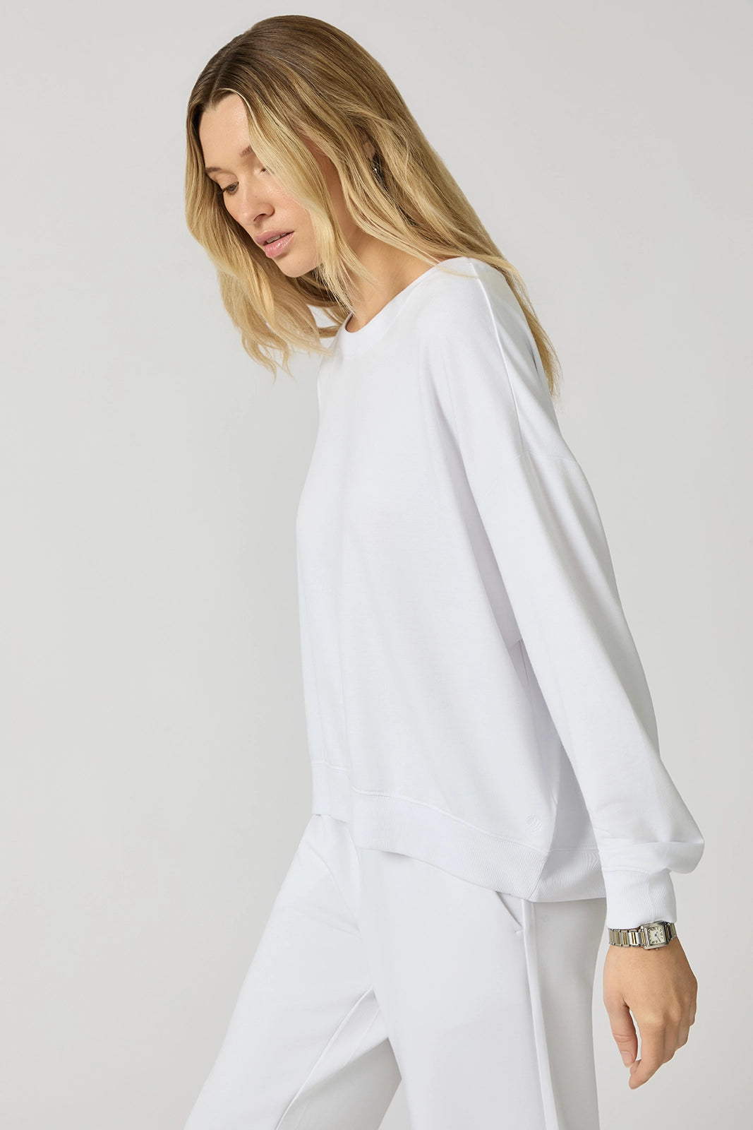 Cozy Fleece Relaxed Crew - Brilliant White