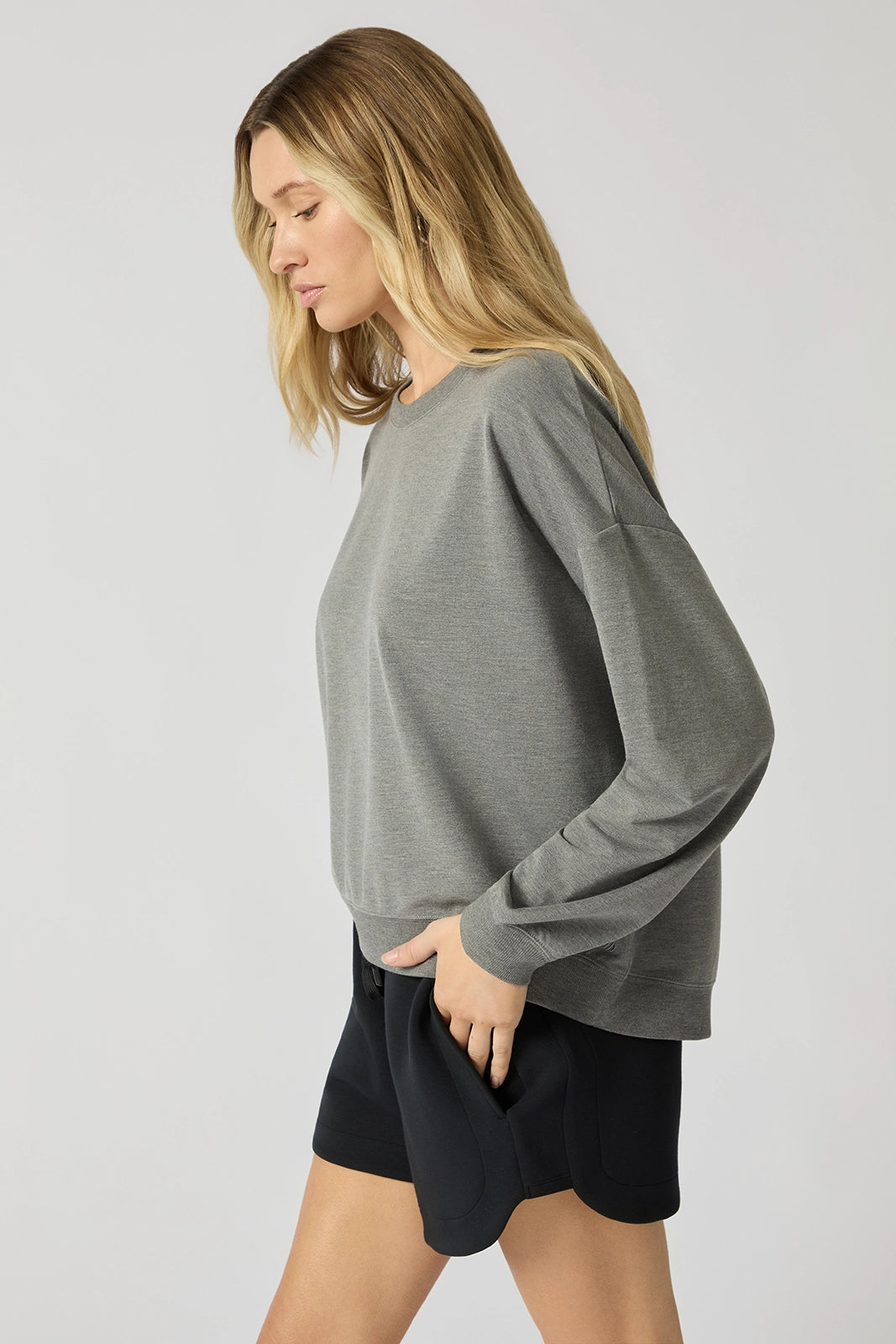 Cozy Fleece Relaxed Crew - Htr Steel Grey
