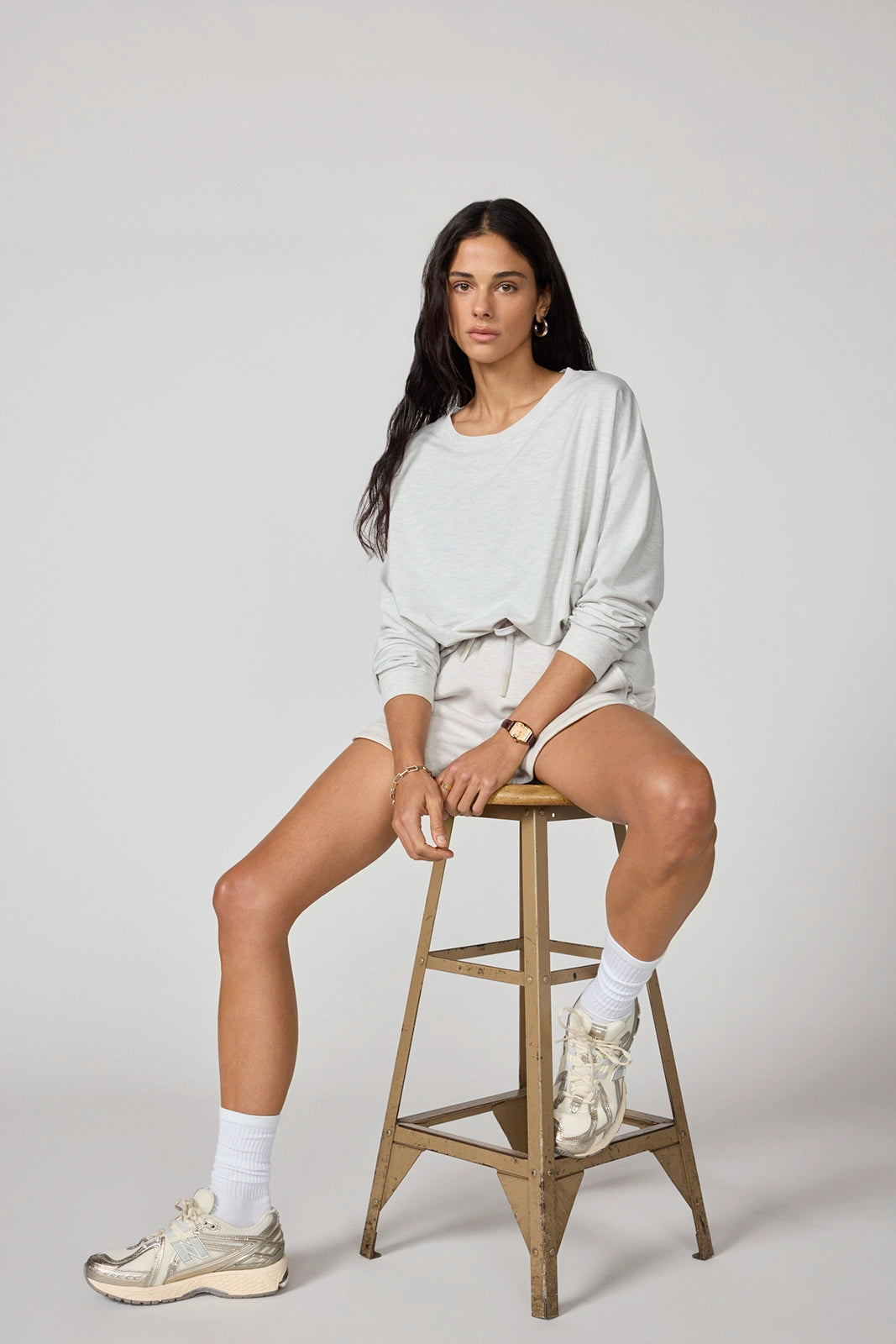 Cozy Fleece Relaxed Crew - Htr Moonbeam