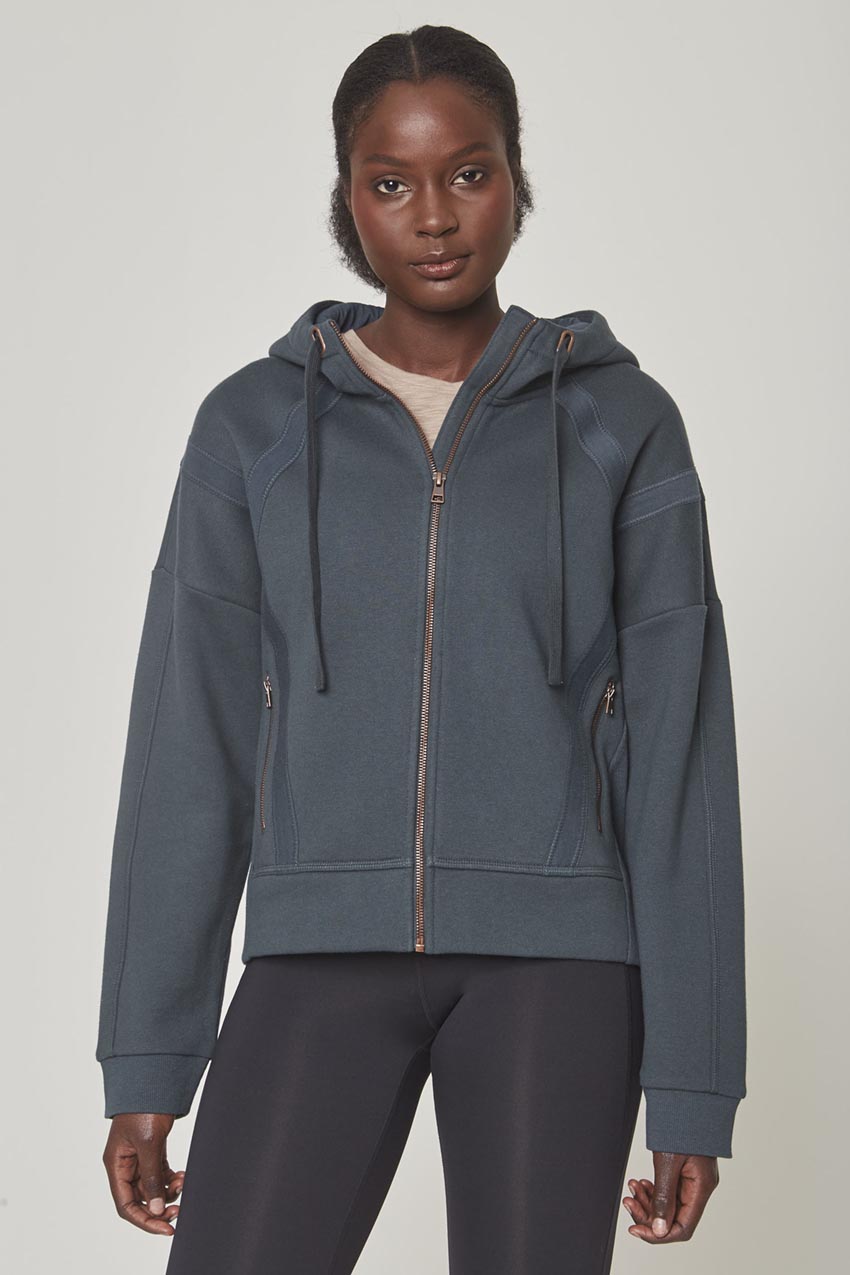 Ease Organic Cotton Zip-Up Hoodie - Dark Jade
