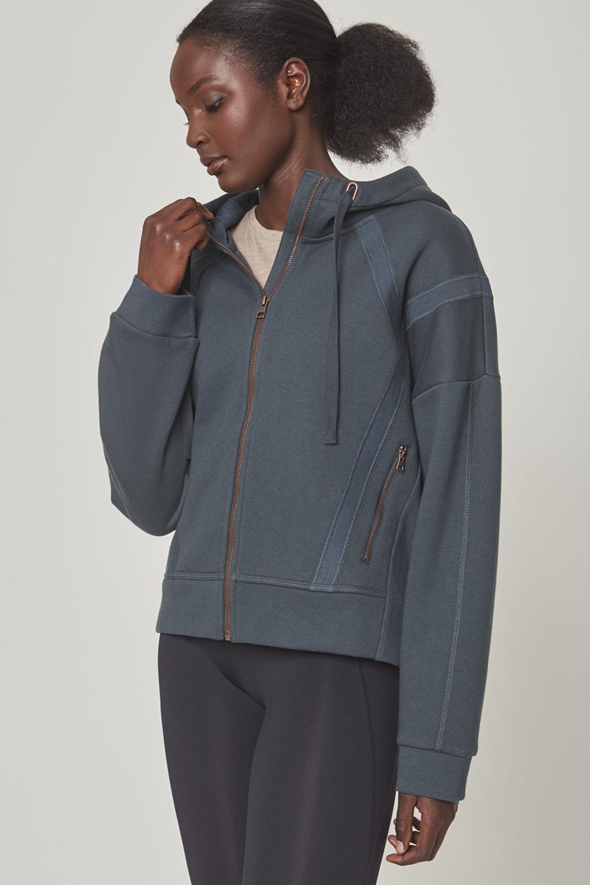 Ease Organic Cotton Zip-Up Hoodie - Dark Jade