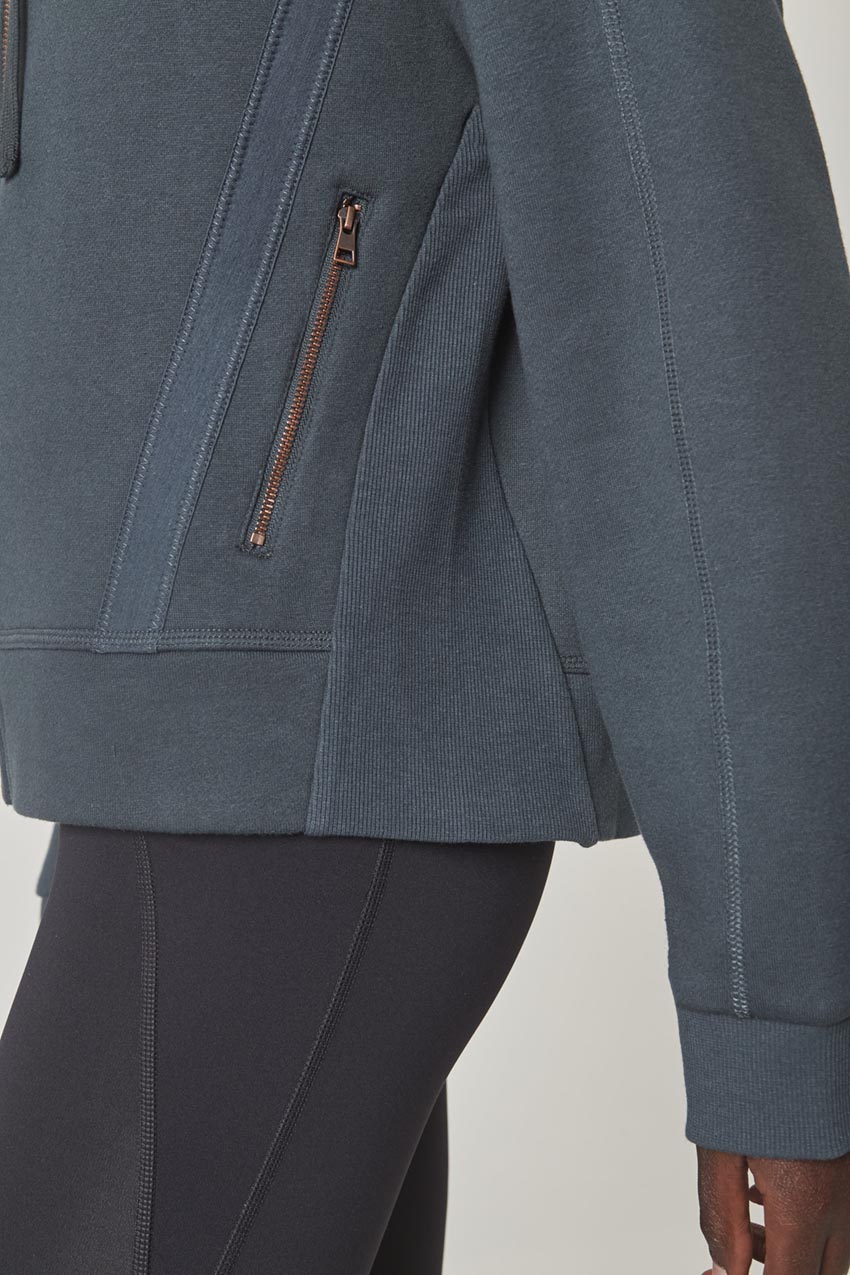 Ease Organic Cotton Zip-Up Hoodie - Dark Jade