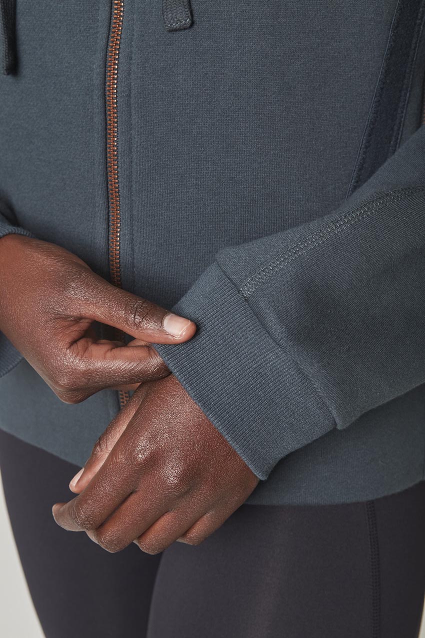 Ease Organic Cotton Zip-Up Hoodie - Dark Jade