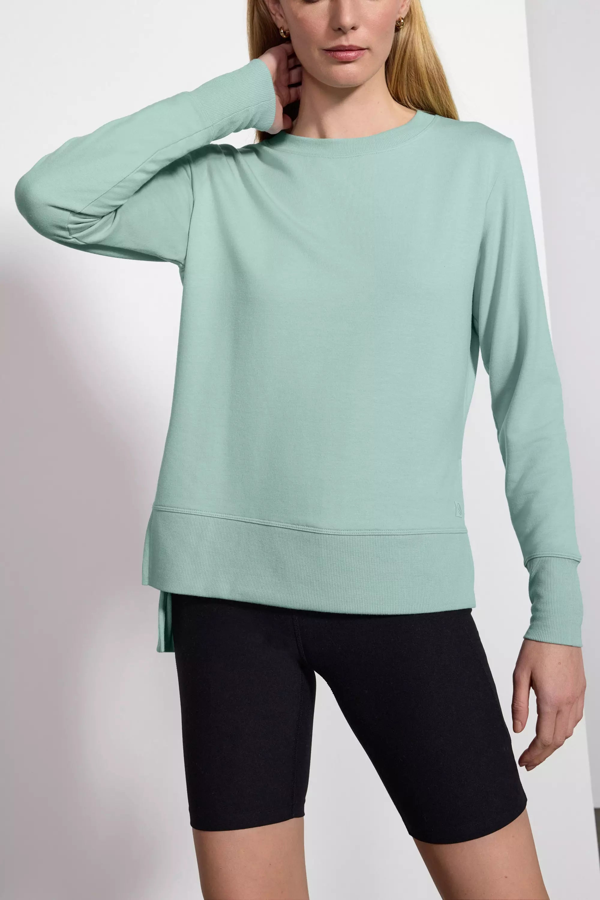 Modal Fleece Side Slit Pullover - Blue Haze