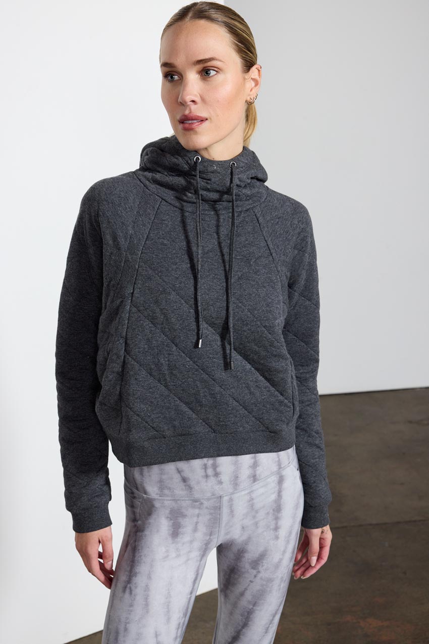Aspire Cropped Relaxed Quilted Hoodie