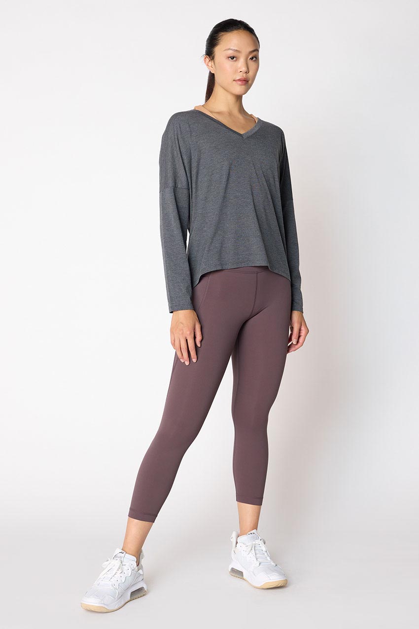 Dynamic V-Neck Relaxed Long Sleeve Shirt