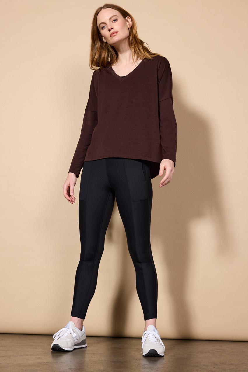 Dynamic V-Neck Relaxed Long Sleeve Shirt