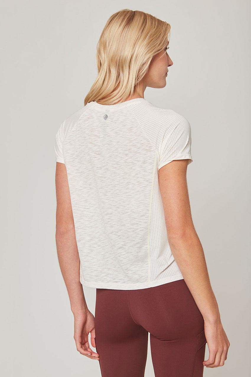 Fusion Crew Neck Short Sleeve Mixed Media Shirt