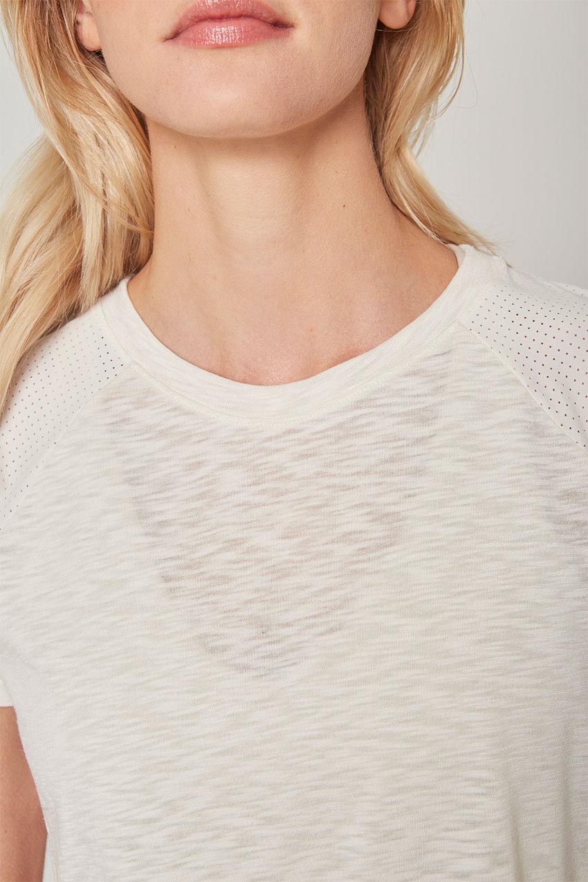 Fusion Crew Neck Short Sleeve Mixed Media Shirt