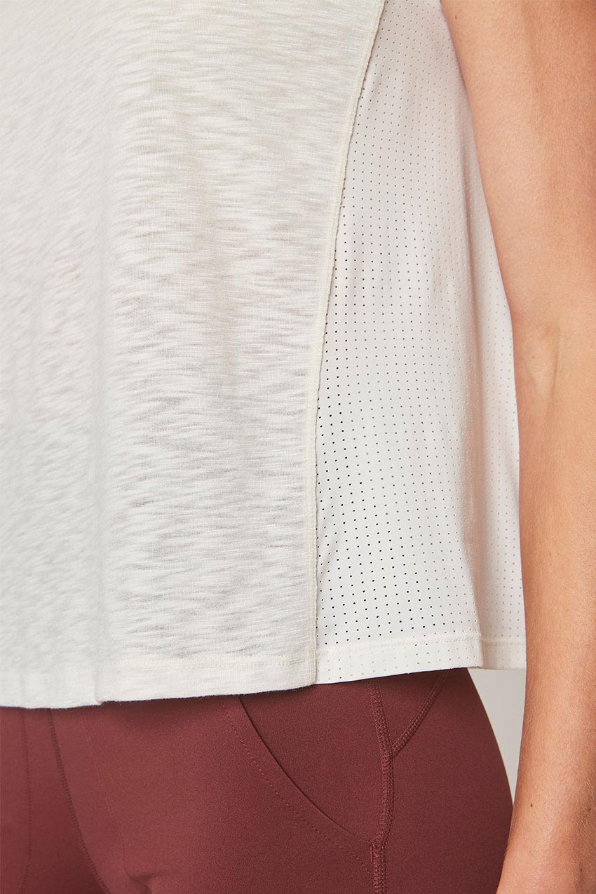 Fusion Crew Neck Short Sleeve Mixed Media Shirt