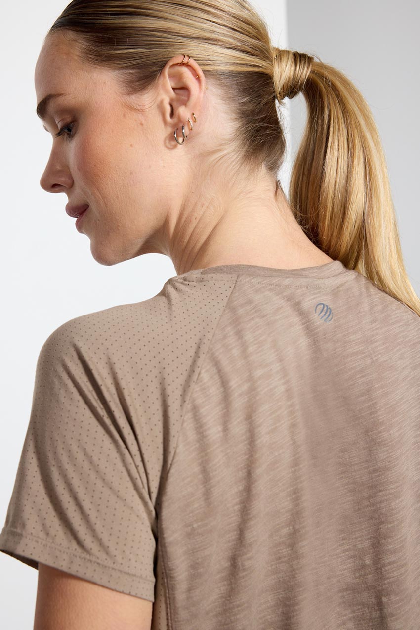 Fusion Crew Neck Short Sleeve Mixed Media Shirt