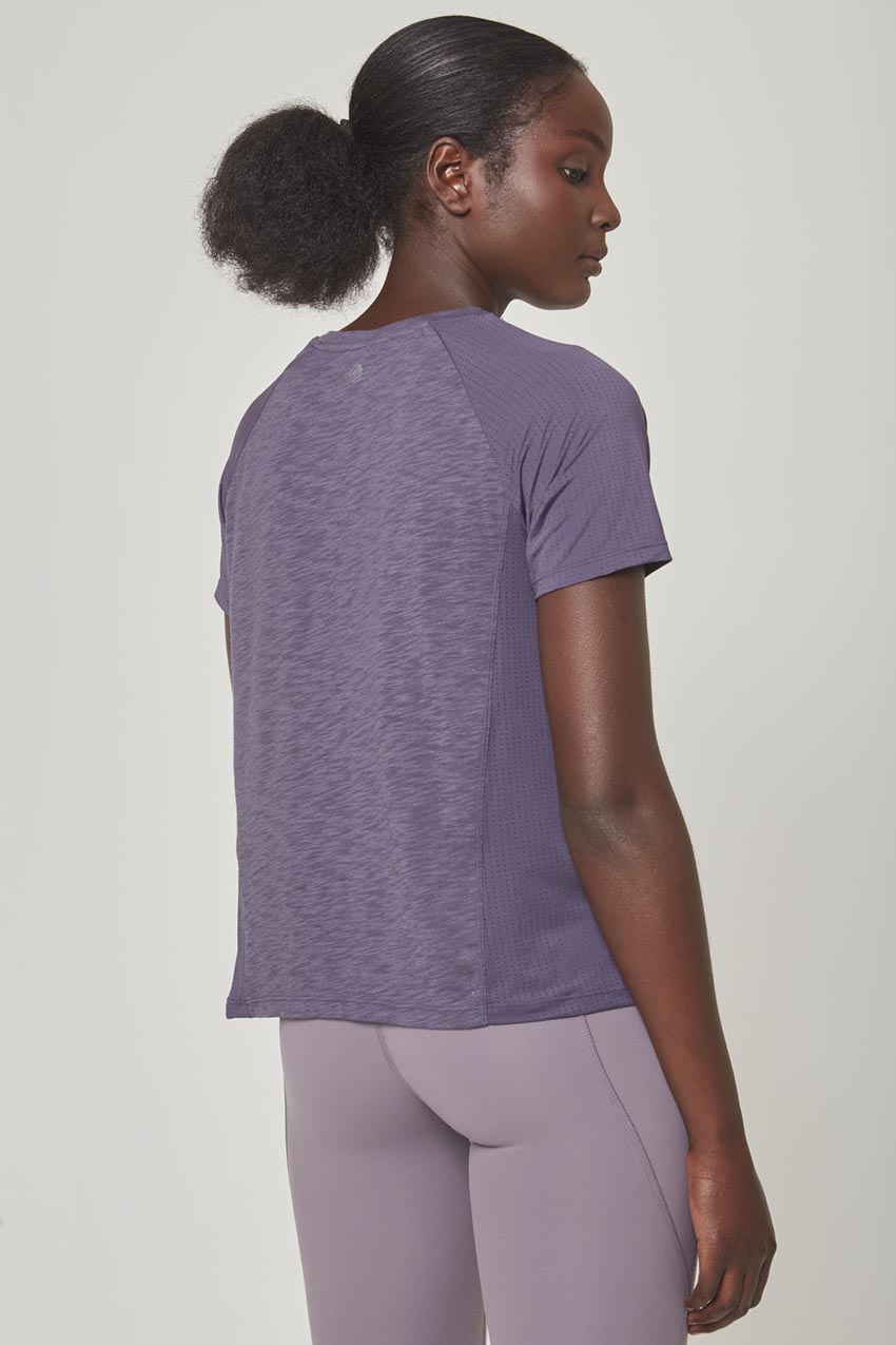 Fusion Crew Neck Short Sleeve Mixed Media Shirt