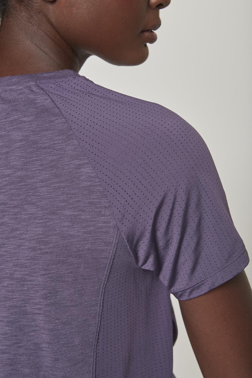 Fusion Crew Neck Short Sleeve Mixed Media Shirt