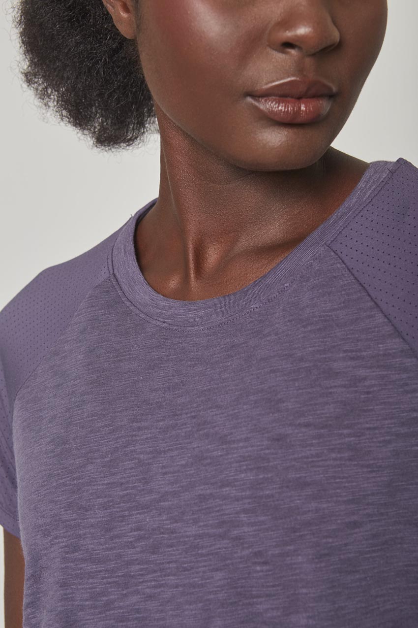 Fusion Crew Neck Short Sleeve Mixed Media Shirt