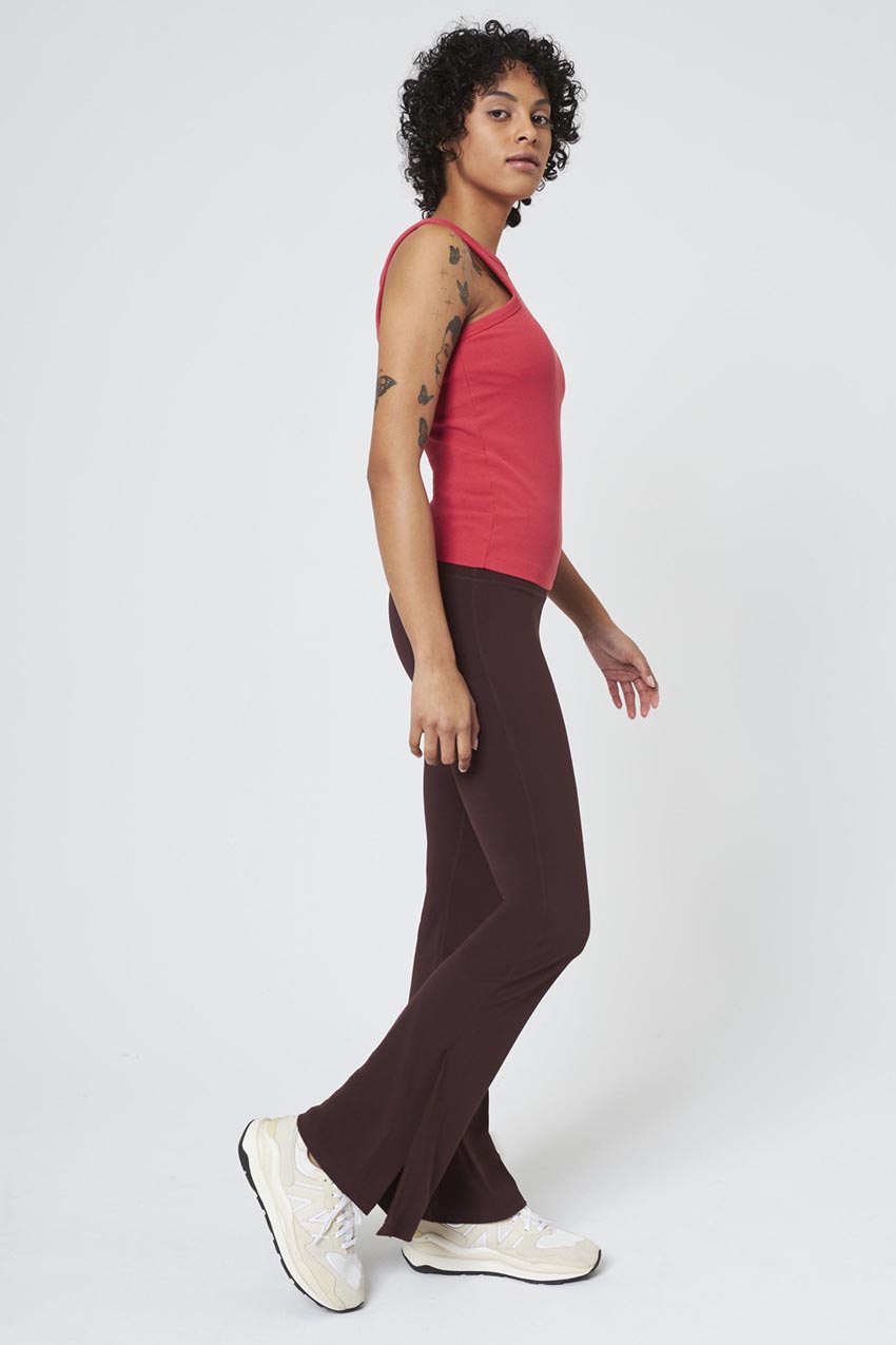 Poise High Neck Ribbed Tank Top - Cardinal