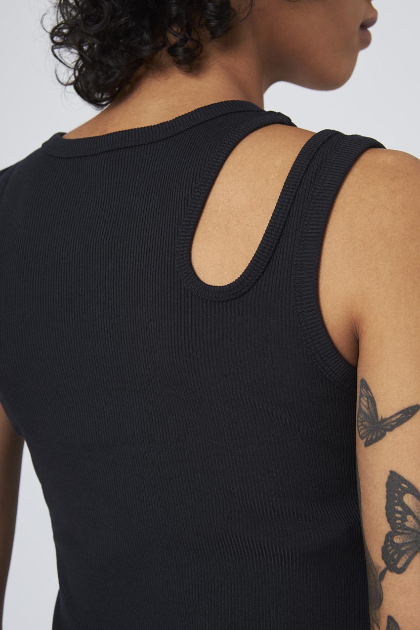 Poise Asymmetric Cut-Out Ribbed Tank Top