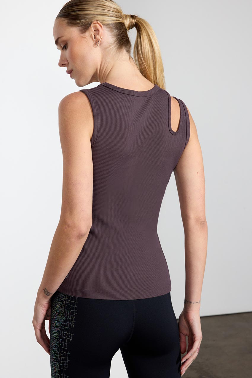 Poise Asymmetric Cut-Out Ribbed Tank Top