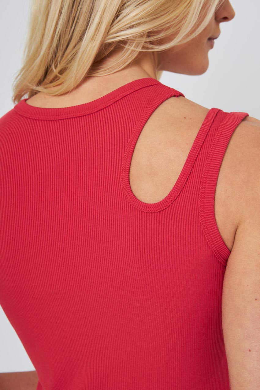 Poise Asymmetric Cut-Out Ribbed Tank Top