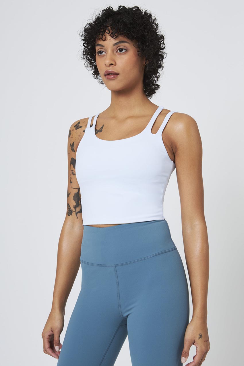 Vital Asymmetric Longline Sports Bra - Chambray