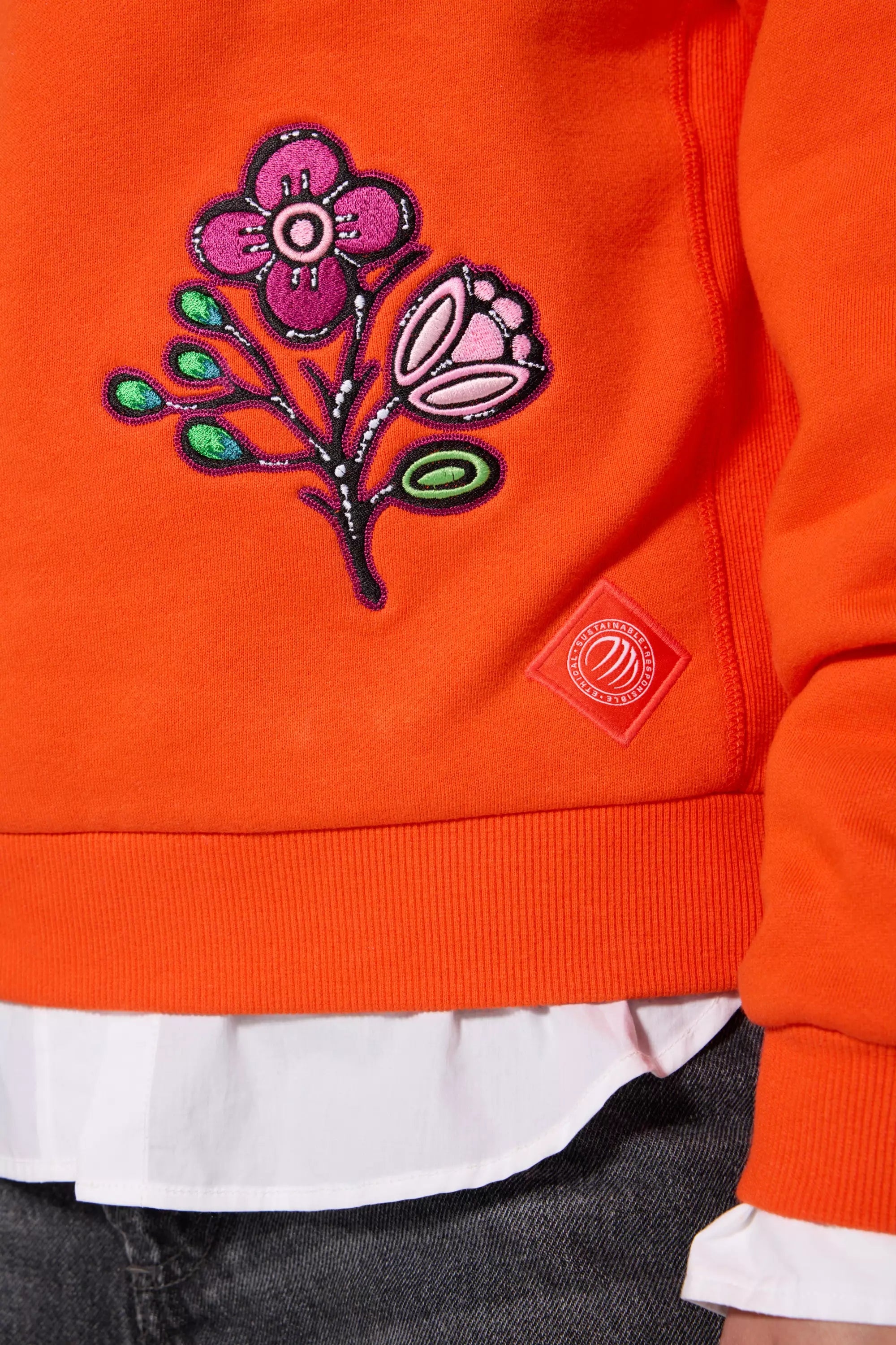 Luxefleece Embroidered Sweatshirt - Spicy Orange