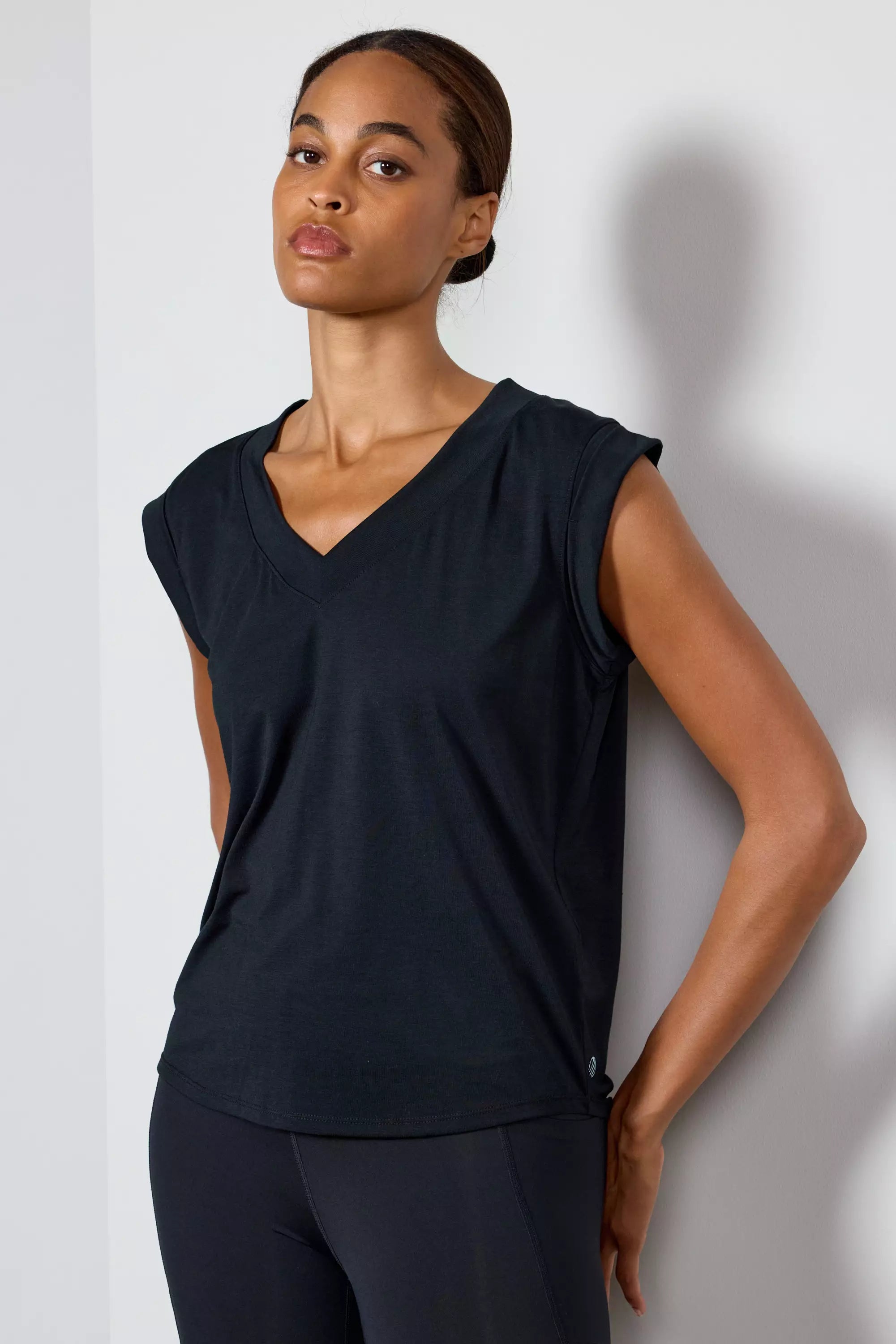 Dynamic Recycled Polyester V-Neck Cap Sleeve T-Shirt