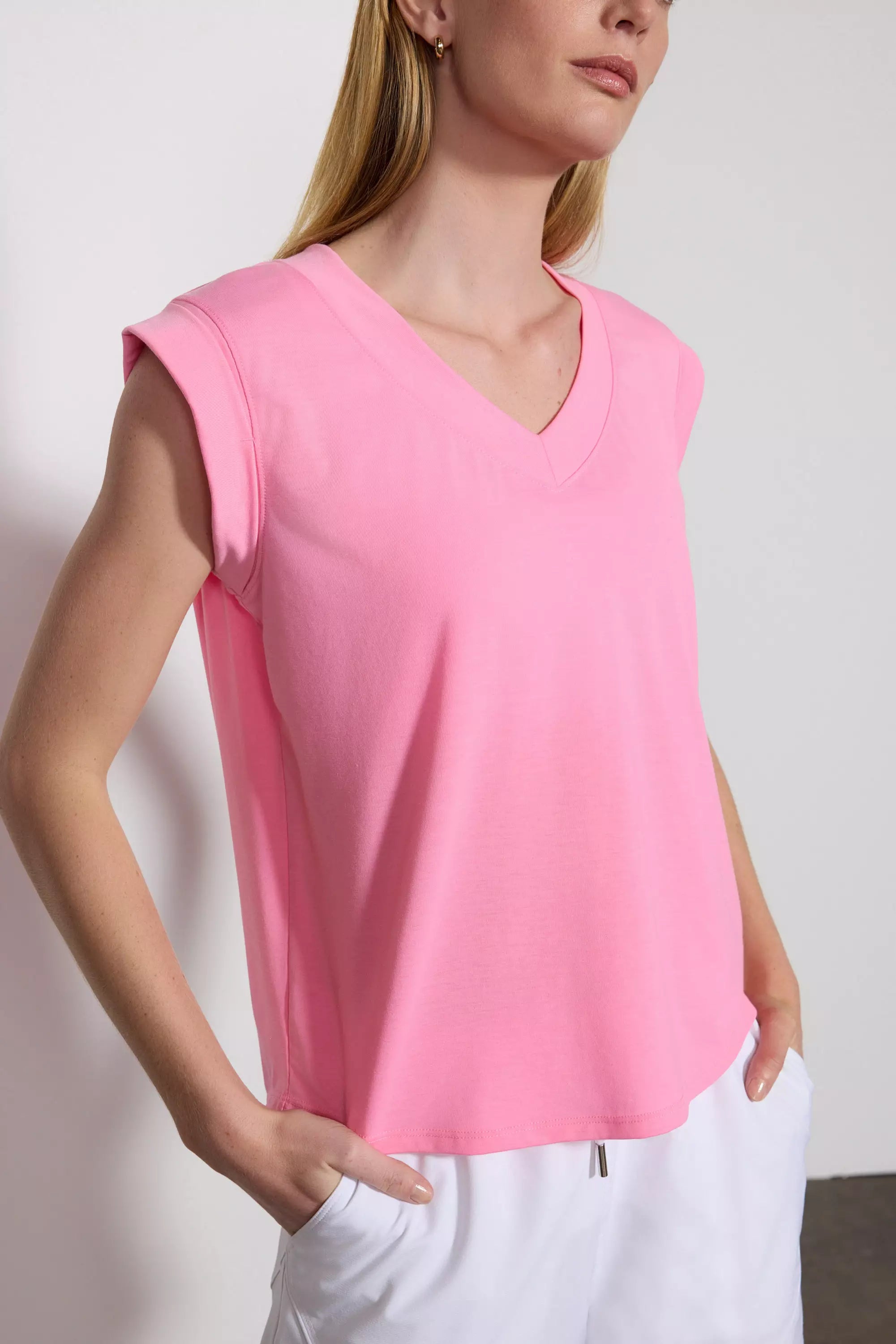 Dynamic Recycled Polyester V-Neck Cap Sleeve T-Shirt