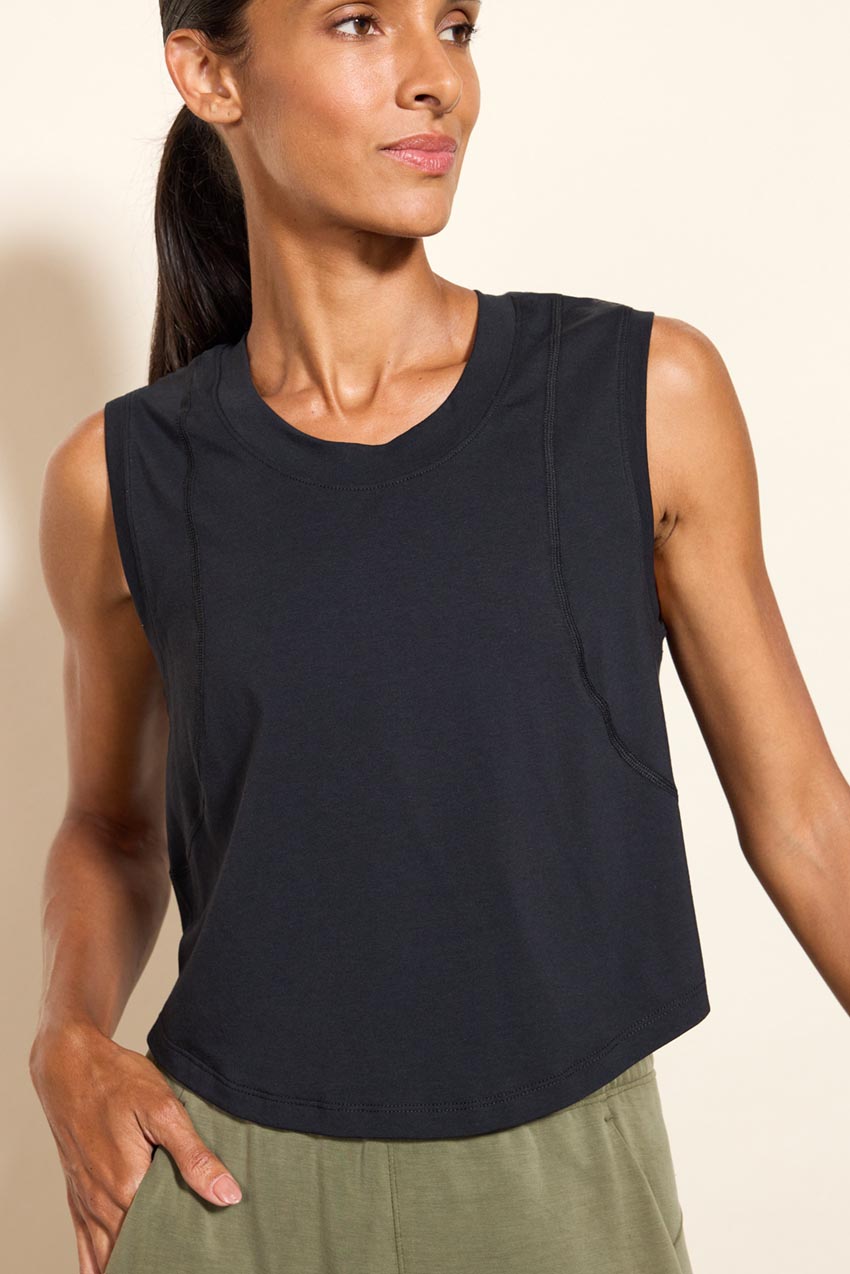Pima Cotton Shaped Hem Tank Top
