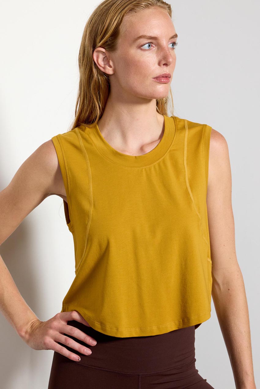 Pima Cotton Shaped Hem Tank Top