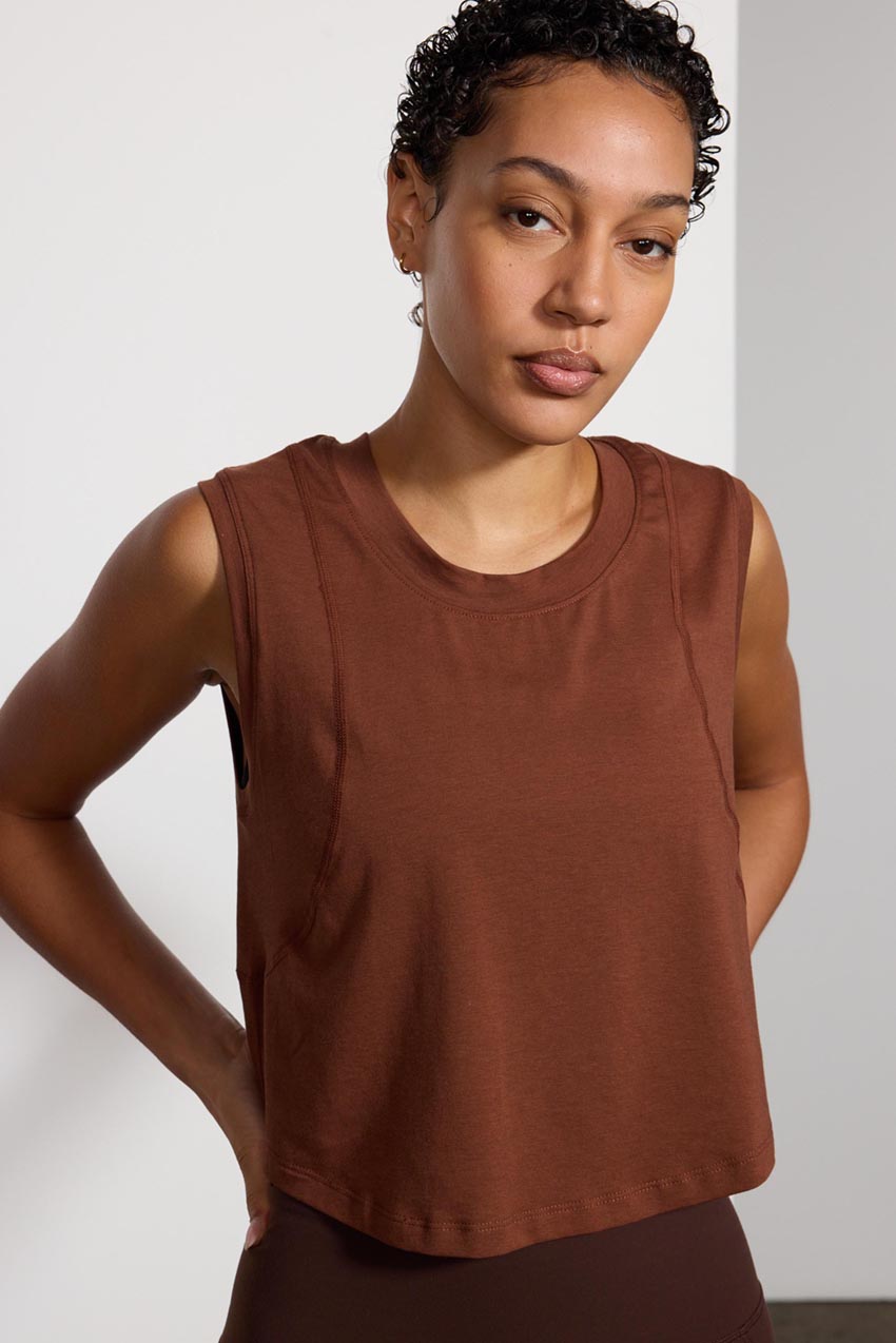 Pima Cotton Shaped Hem Tank Top
