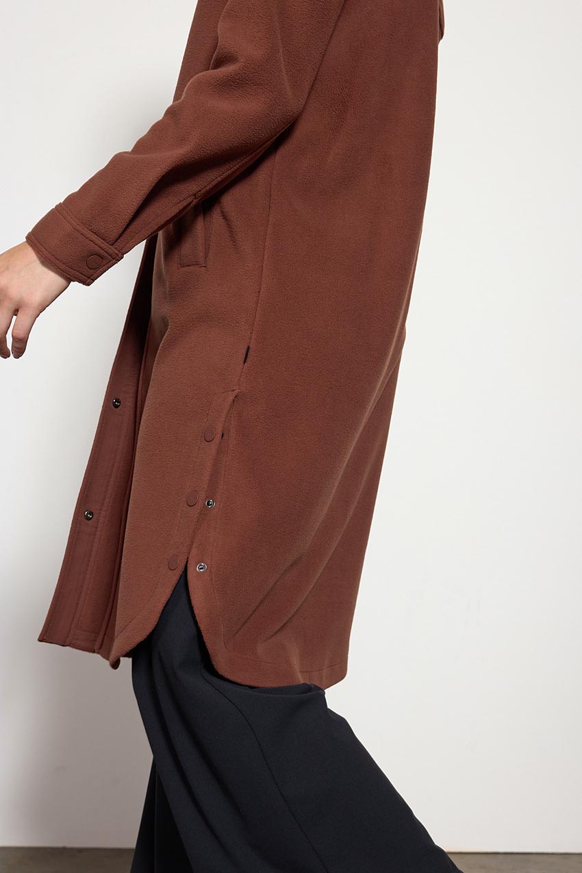 Elevate Recycled Polyester Longline Shirt Jacket with Welt Pockets