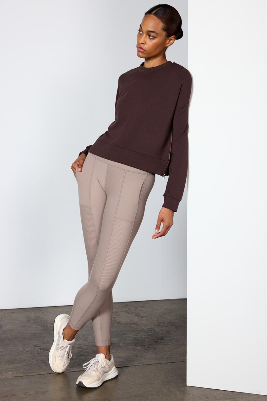 Serenity Recycled Polyester TENCEL™ Modal Cropped Crew Neck with Zip Slits