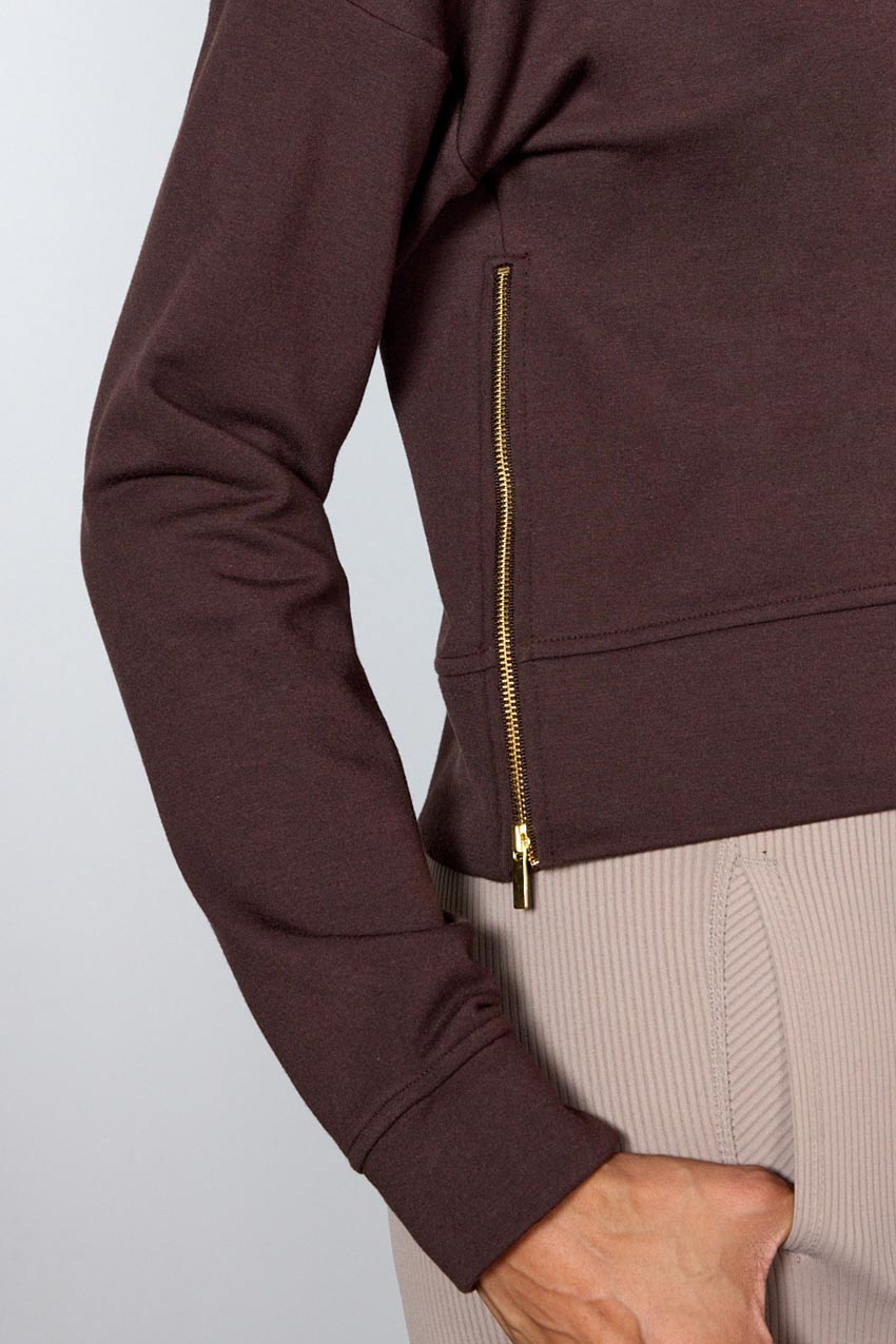 Serenity Recycled Polyester TENCEL™ Modal Cropped Crew Neck with Zip Slits