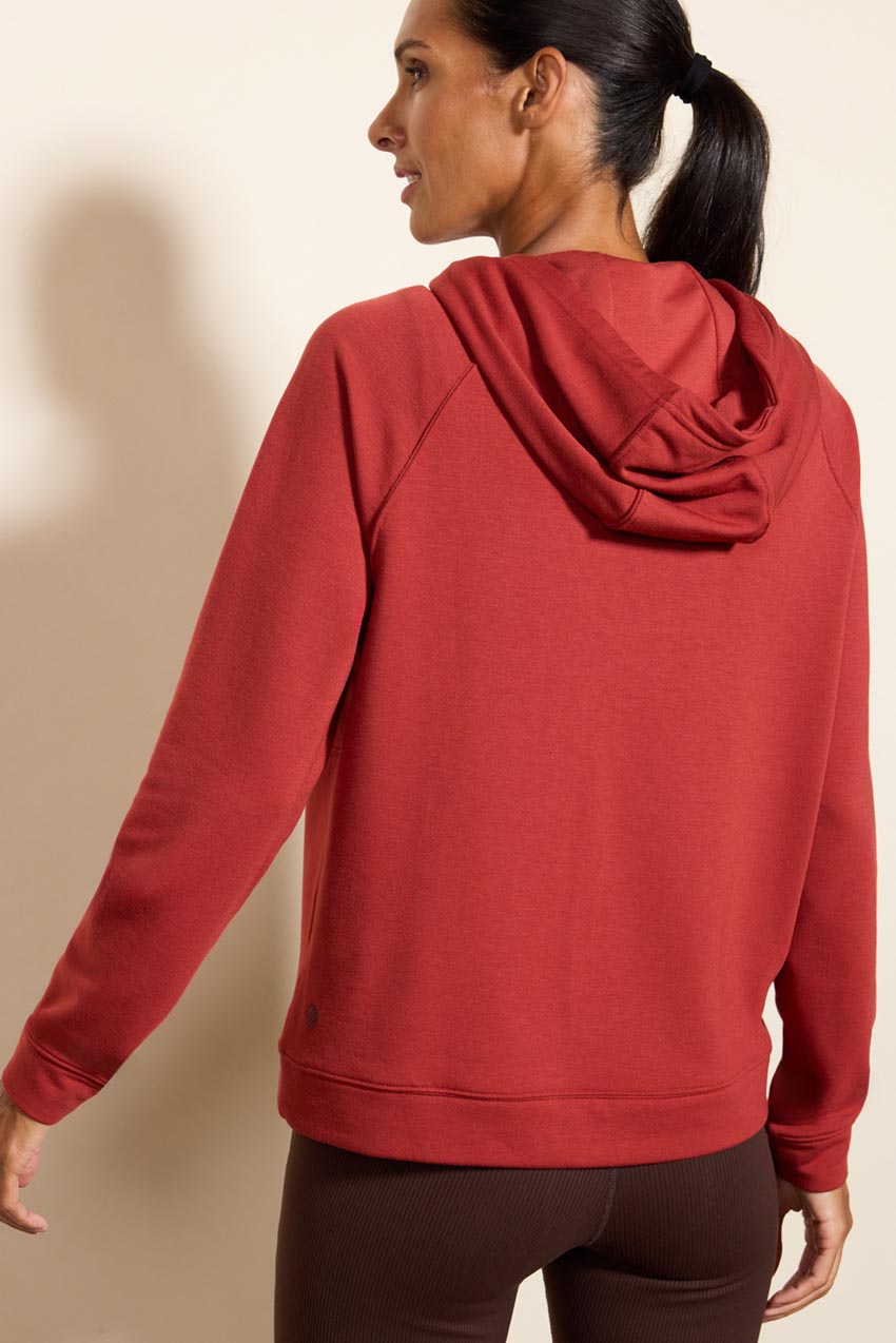 Serene Recycled Polyester TENCEL™ Modal Raglan Hoodie with Button Placket
