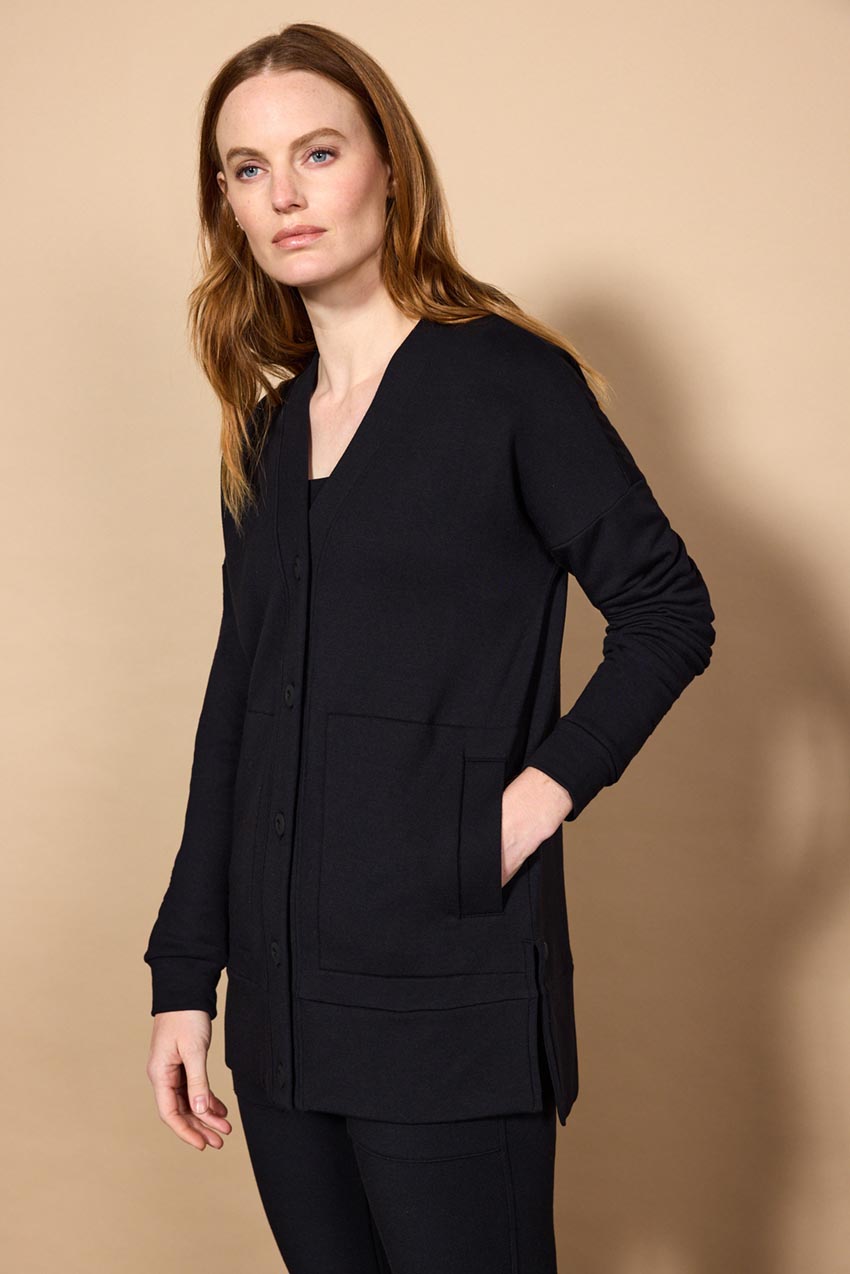 Serenity TENCEL™ Modal Split Hem Cardigan - Black