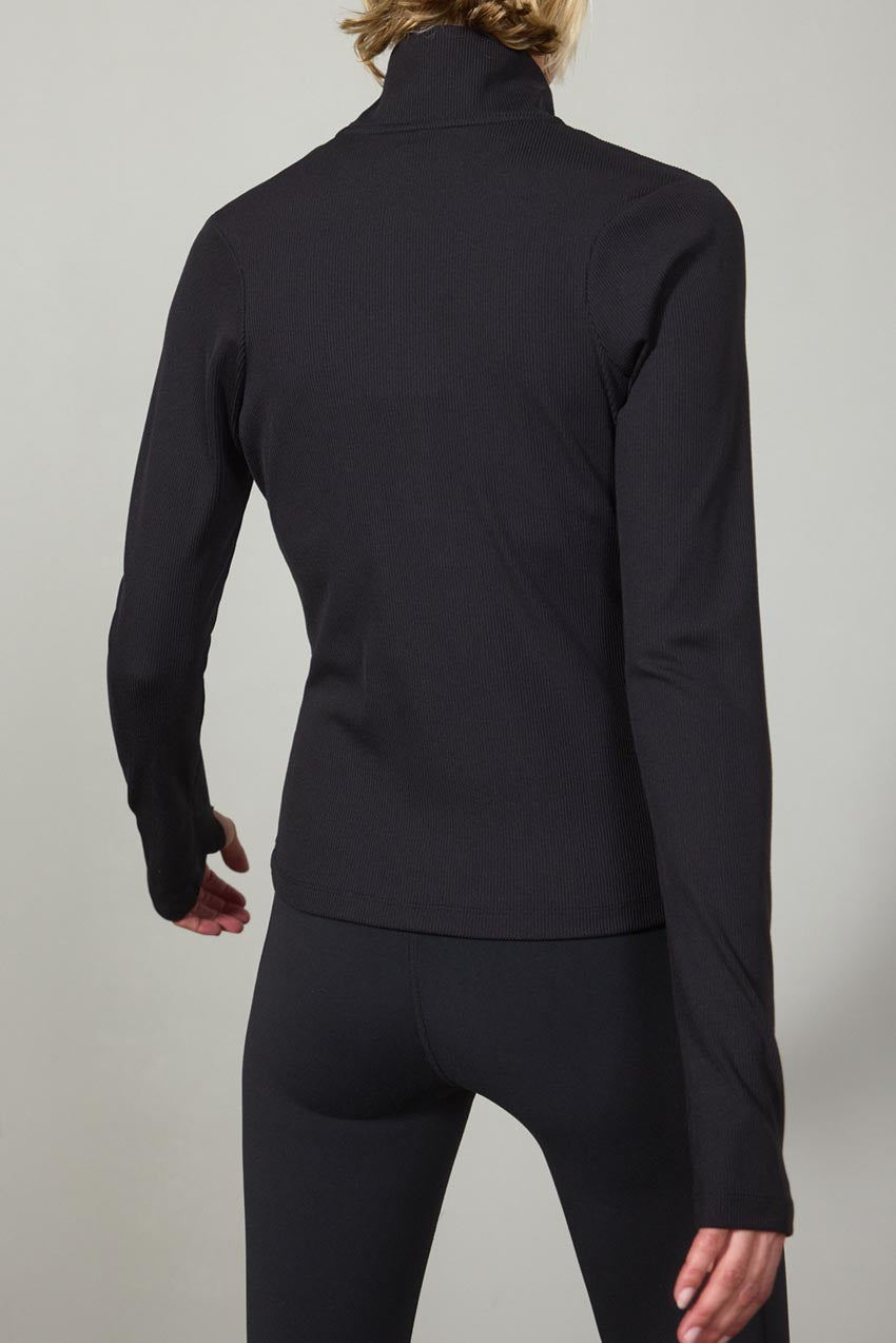 Poise Ribbed Half-Zip Long Sleeve Top