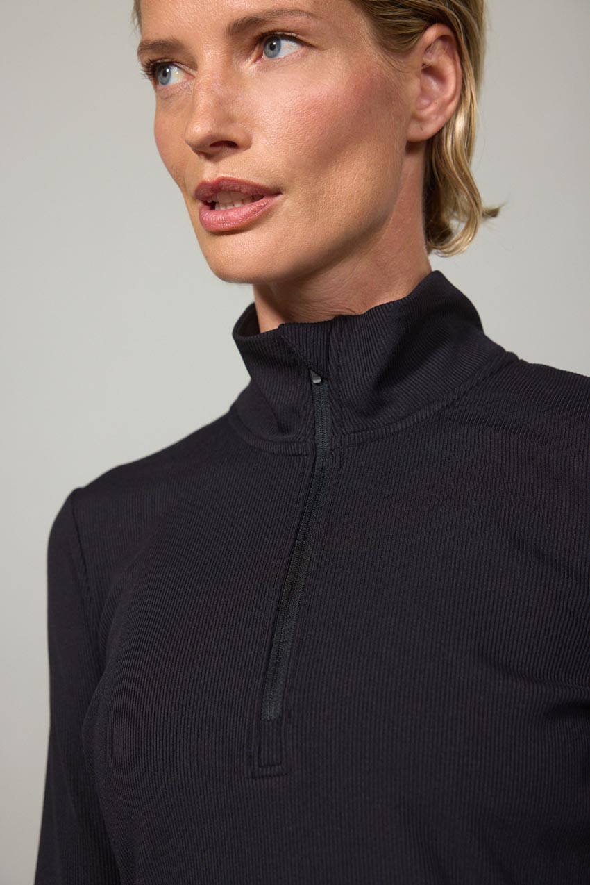 Poise Ribbed Half-Zip Long Sleeve Top