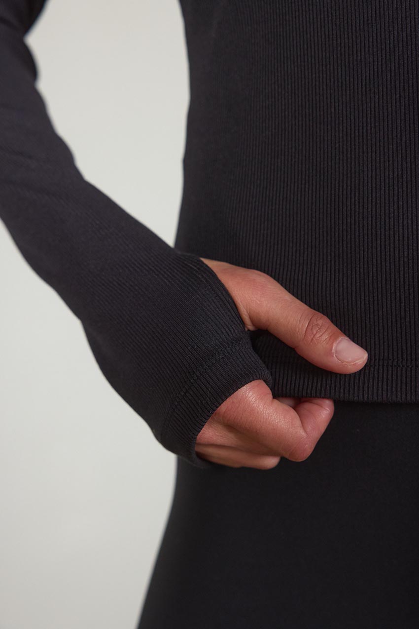 Poise Ribbed Half-Zip Long Sleeve Top