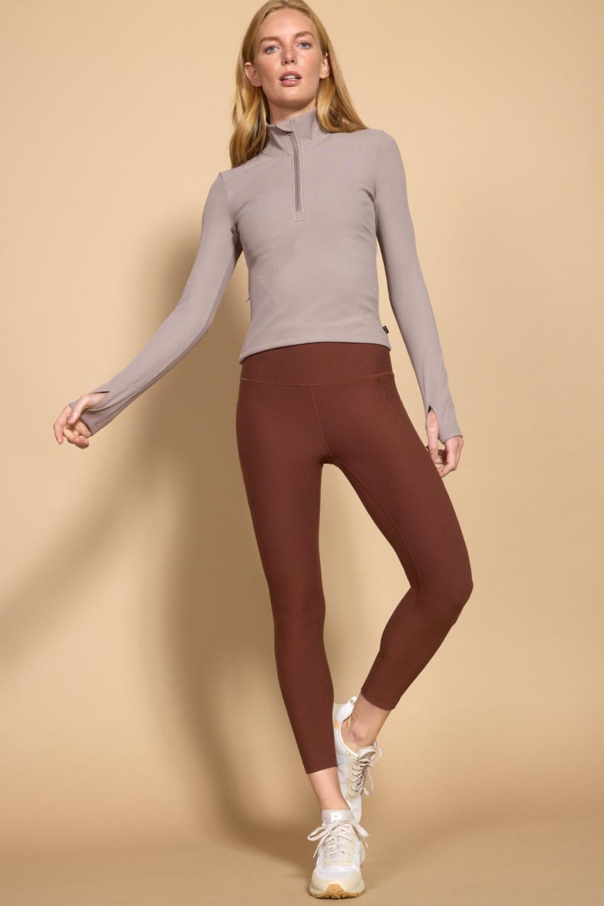 Poise Ribbed Half-Zip Long Sleeve Top