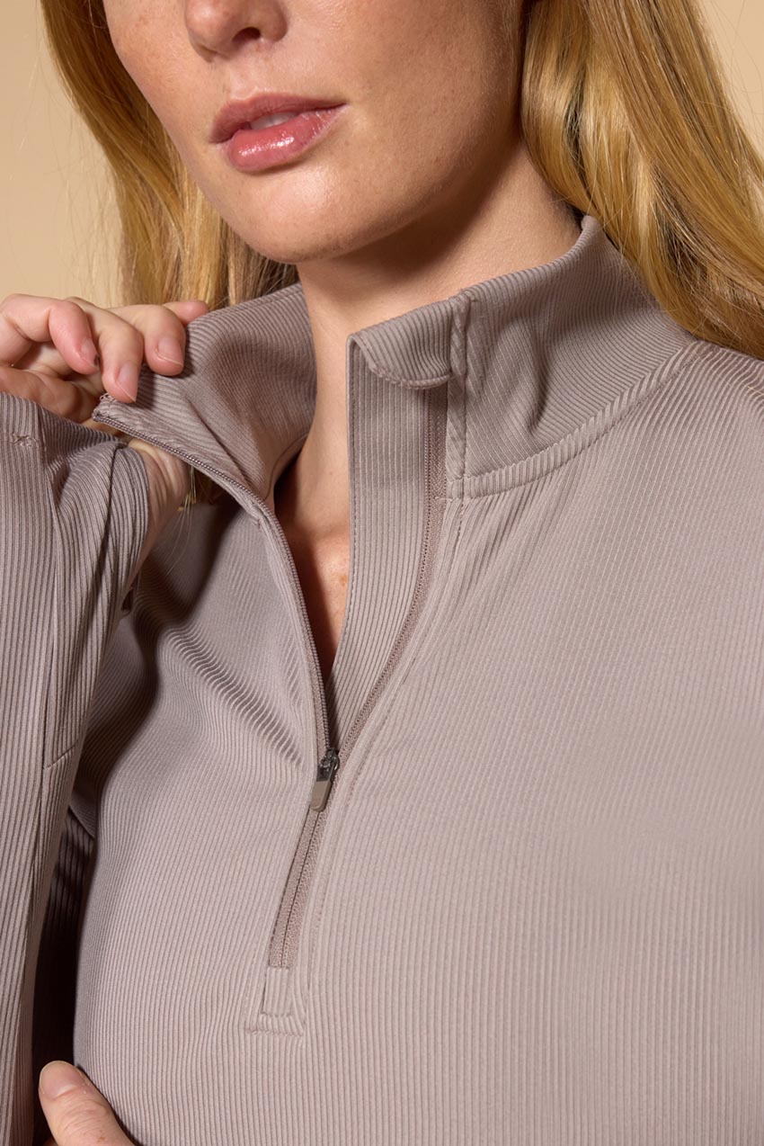 Poise Ribbed Half-Zip Long Sleeve Top