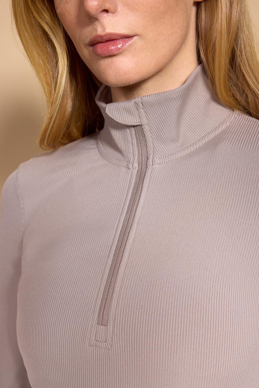 Poise Ribbed Half-Zip Long Sleeve Top