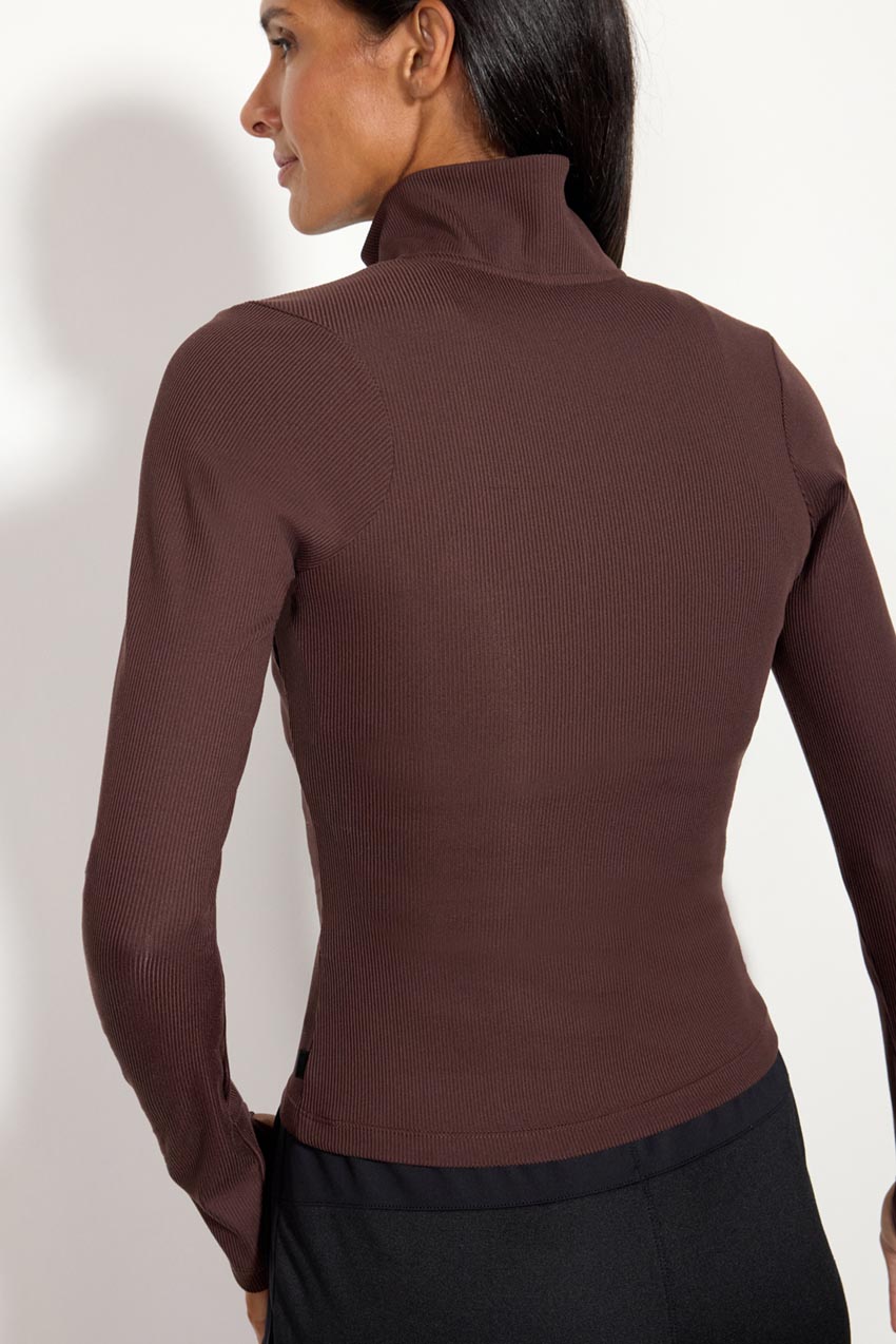 Poise Ribbed Half-Zip Long Sleeve Top