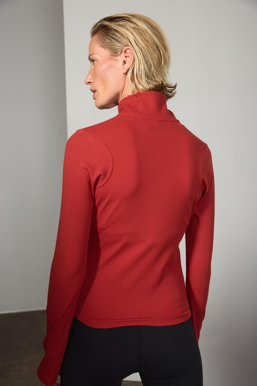 Poise Ribbed Half-Zip Long Sleeve Top