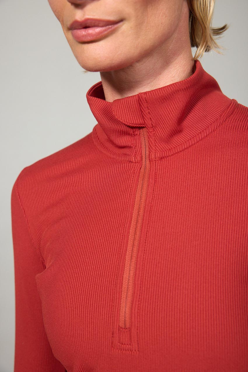 Poise Ribbed Half-Zip Long Sleeve Top