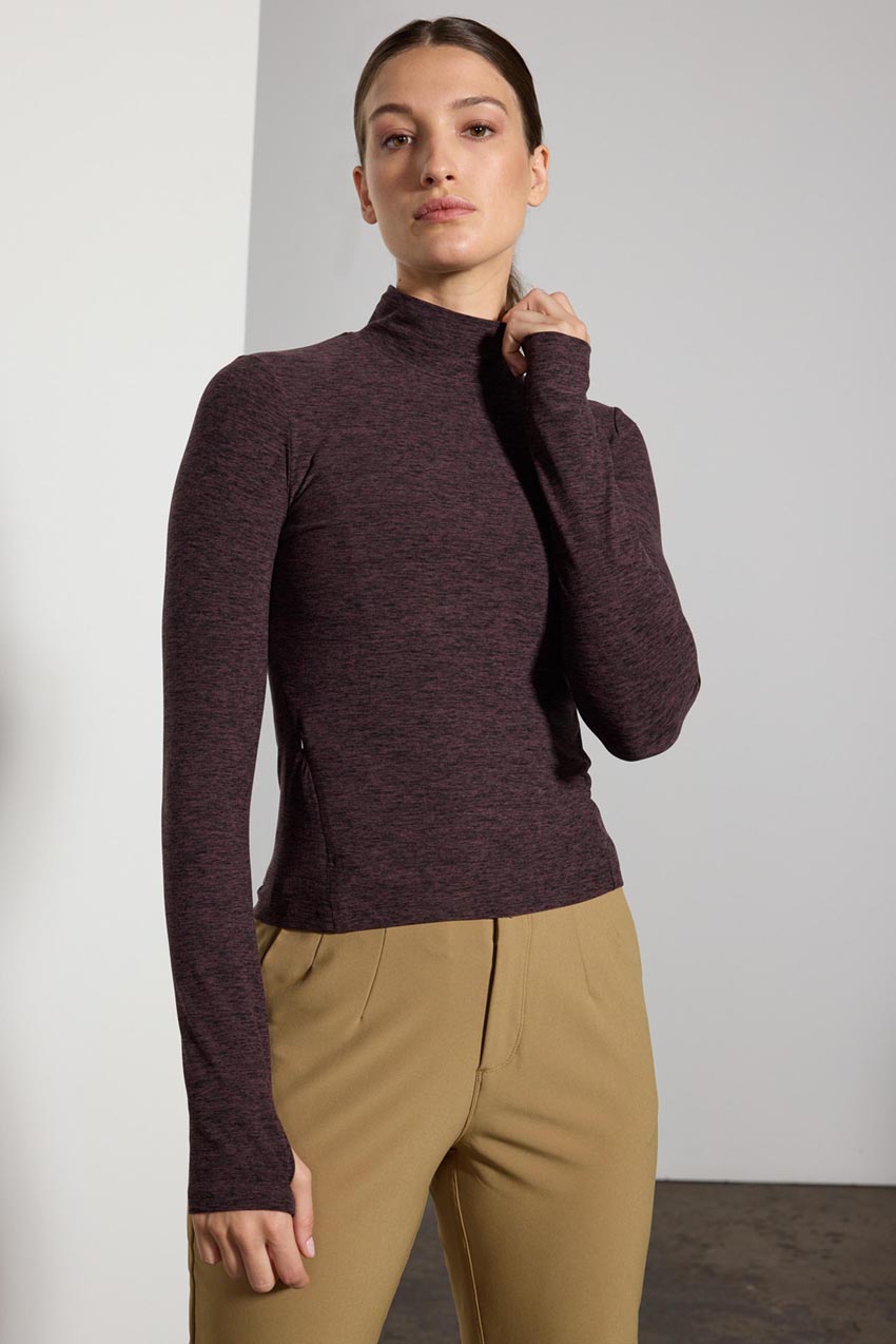 Explore High Mock Neck Long Sleeve Fitted Top