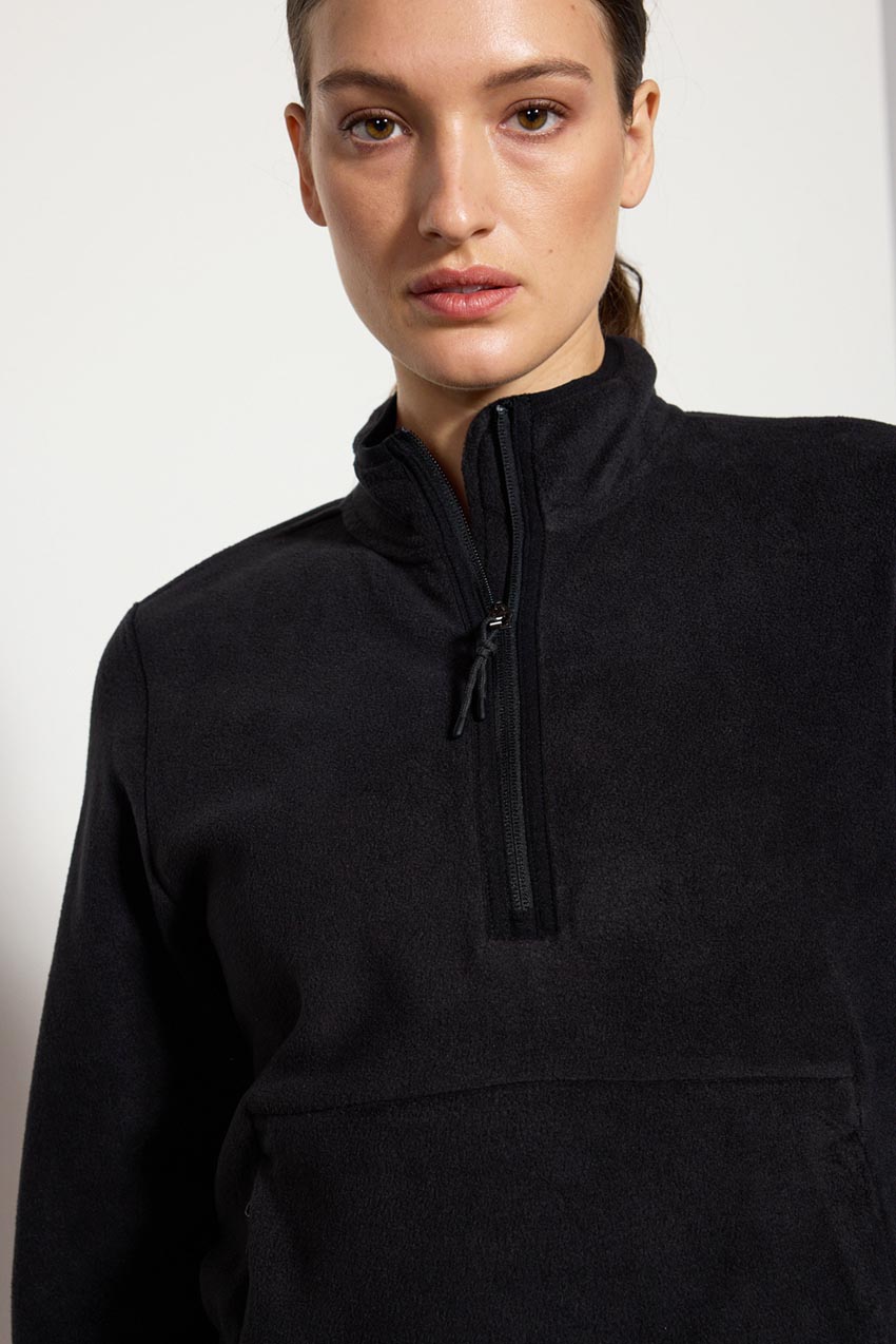 Mission Half-Zip with Secured Kanga Pocket - Black